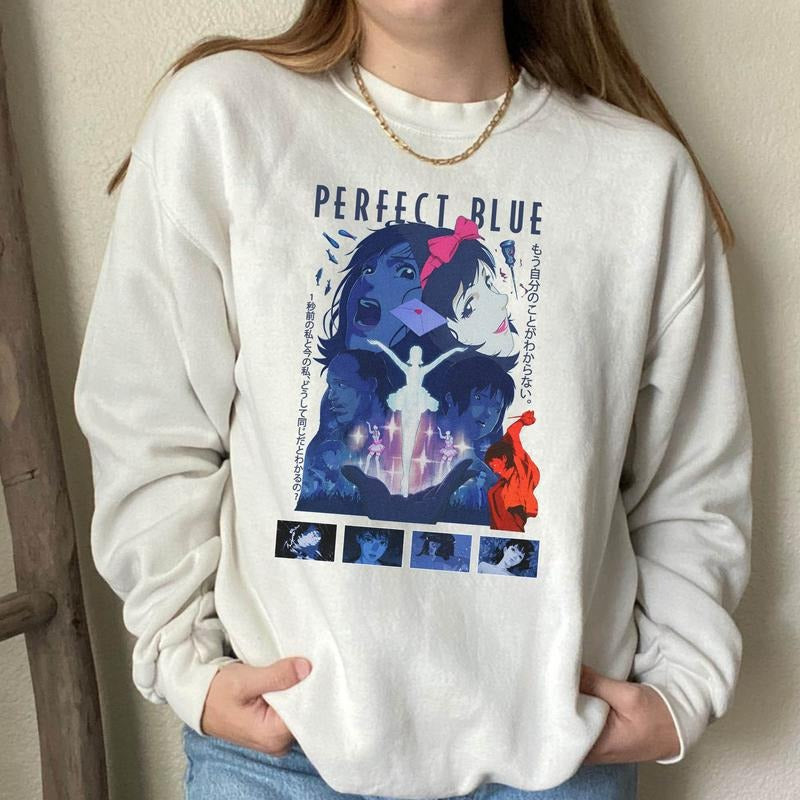 PERFECT BLUE shirt,Anime Perfect Blue Shirt, Perfect Blue Vintage Tees, Perfect Blue Retro Shirt, Long Sleeve Shirt, Perfect Blue Tee,Anime Unisex Sweatshirt hoodie T-shirt, Gift for Lovers Anime