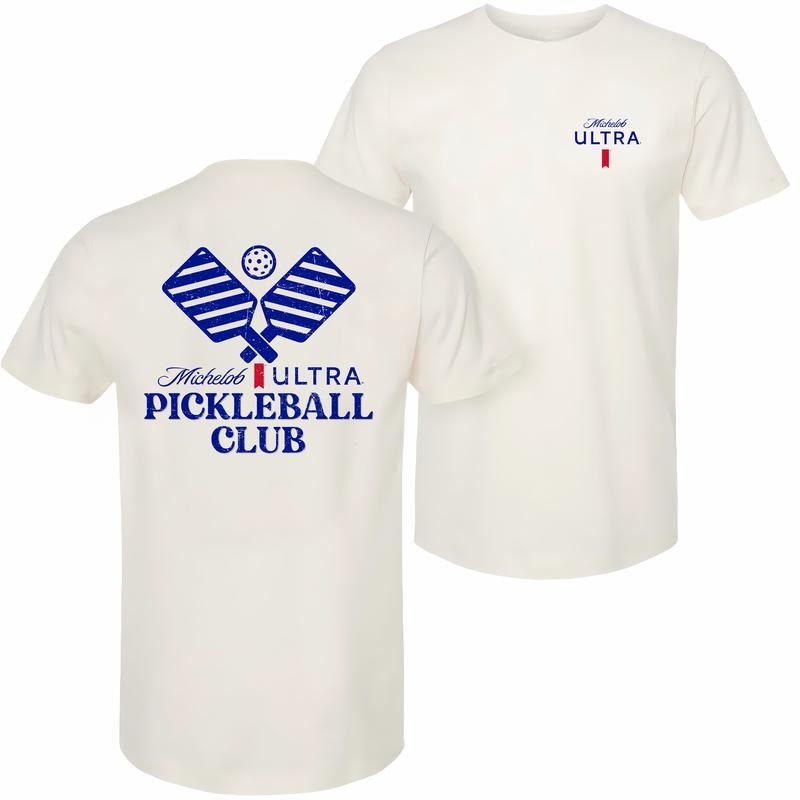 Pickleball Michelob Ultra Club T-shirt - 2 Side - All Sizes Offered - Colors For All - All-weather Gear - Unisex Style Variety - Trendy To Timeless style 001