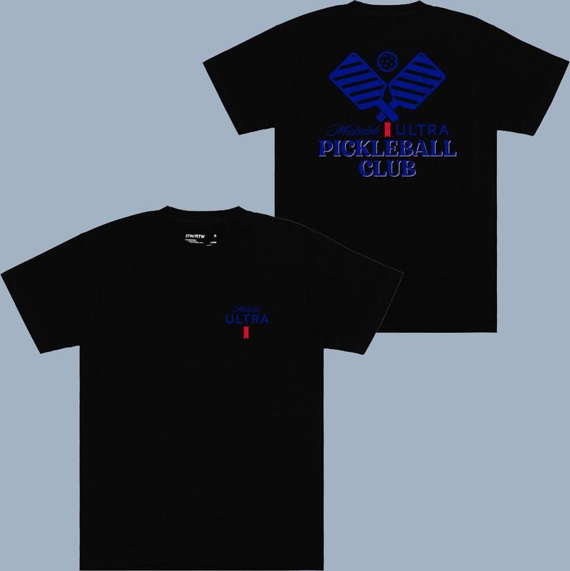 Pickleball Michelob Ultra Club T-shirt - 2 Side - All Sizes Offered - Colors For All - All-weather Gear - Unisex Style Variety - Trendy To Timeless style 001