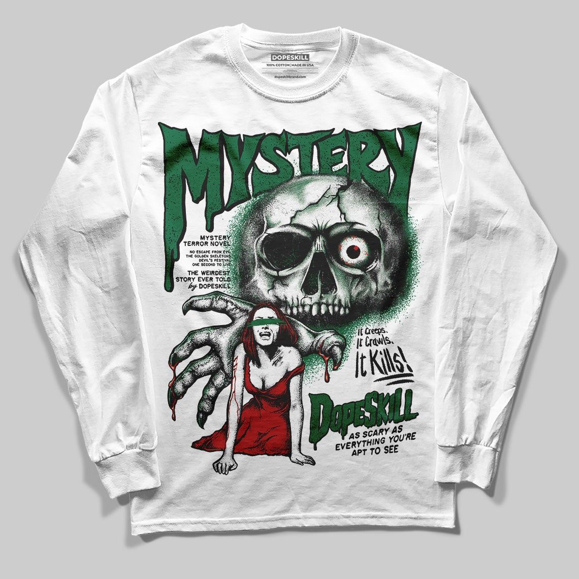 Pine Green 13s DopeSkill Long Sleeve T-Shirt Mystery Ghostly Grasp Graphic