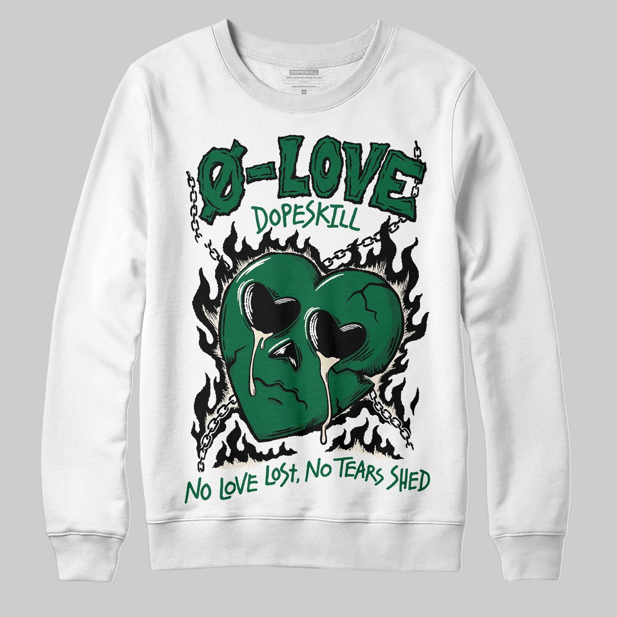 Pine Green 13s DopeSkill Sweatshirt Crying Heart Graphic
