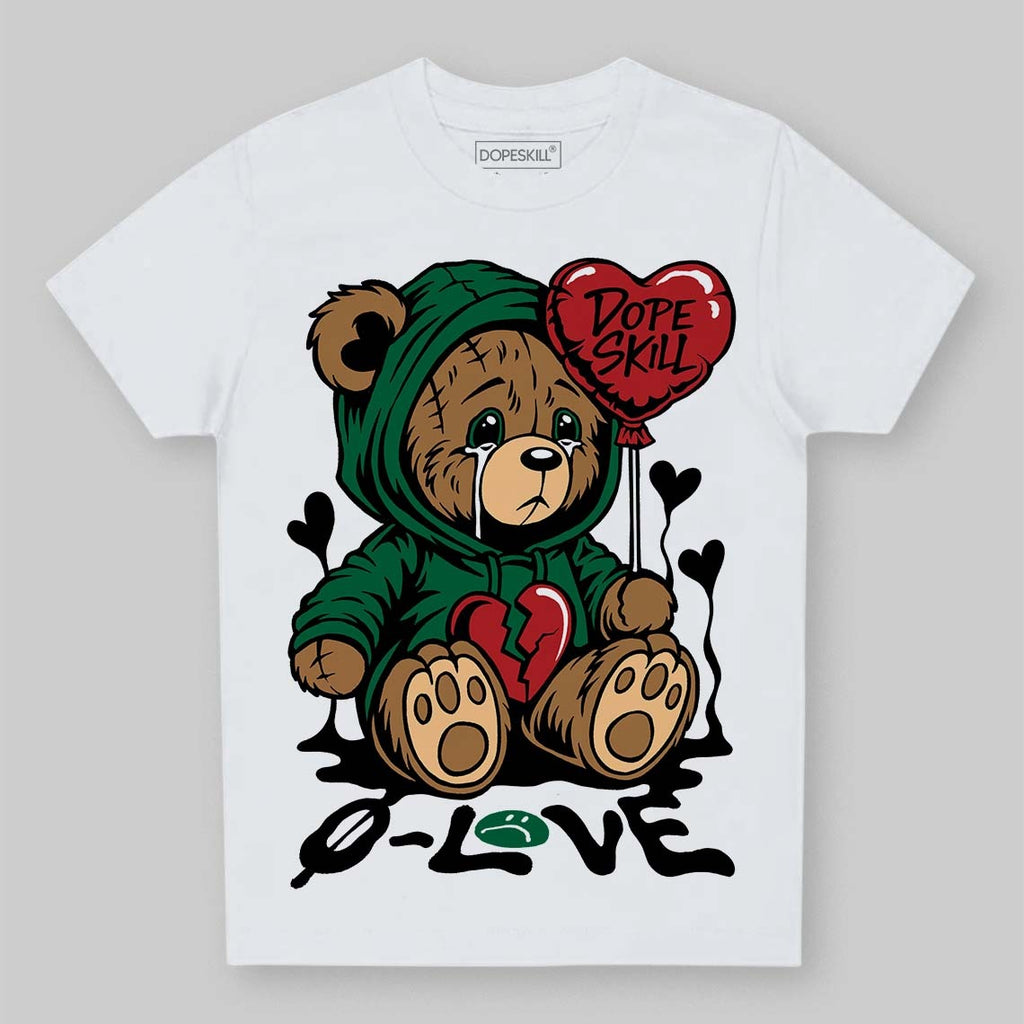 Pine Green 13s DopeSkill Toddler Kids T-shirt Broken Bear Graphic