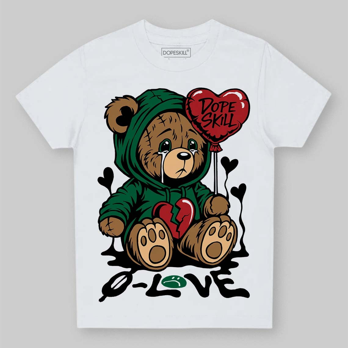 Pine Green 13s DopeSkill Toddler Kids T-shirt Broken Bear Graphic