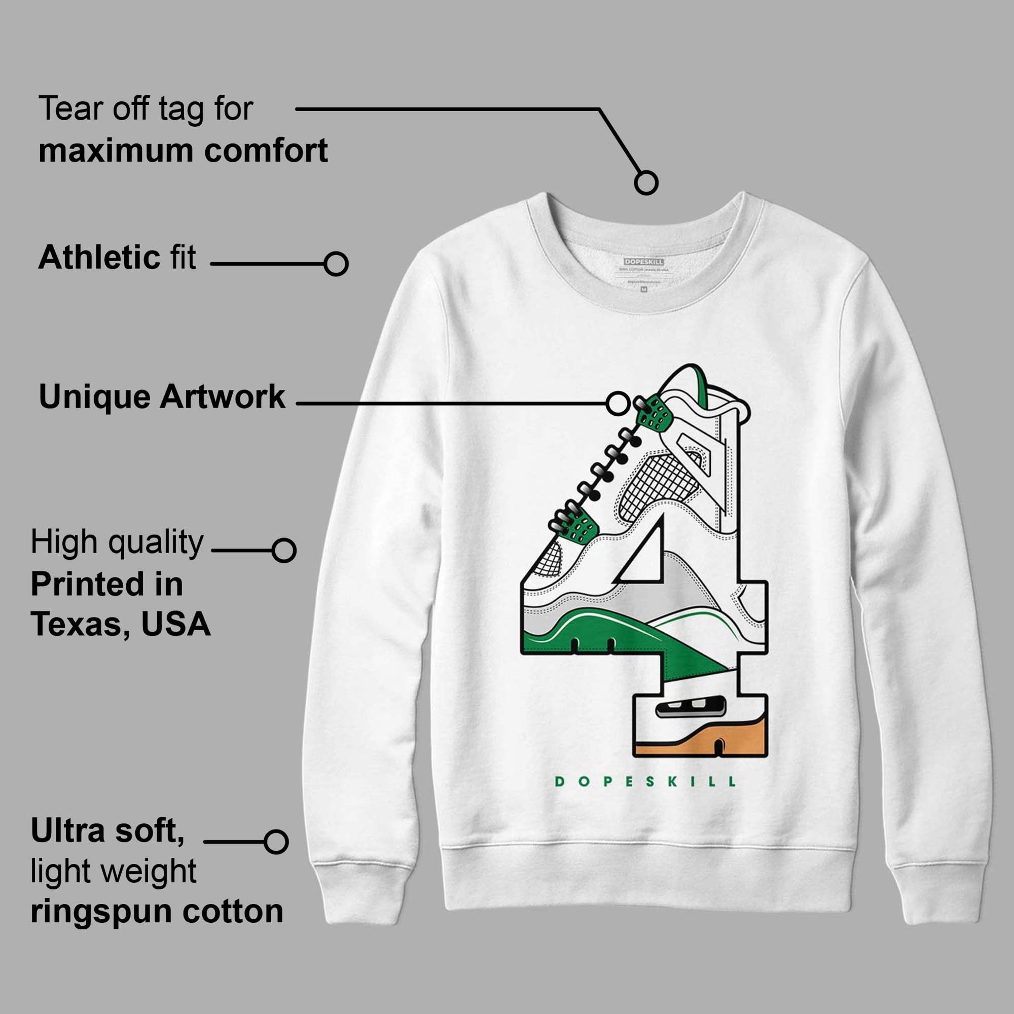 Pine Green 4s DopeSkill Sweatshirt No.4 Graphic