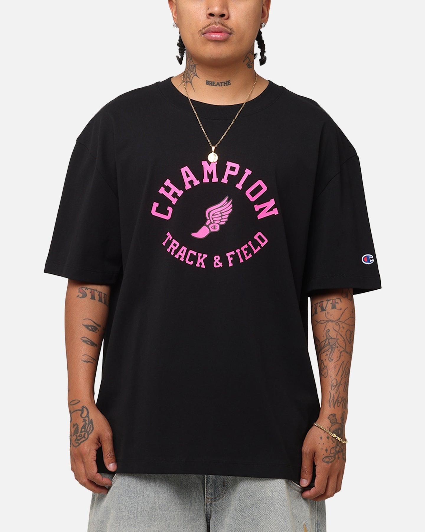 Champion Heritage Collegiate Track And Field T-Shirt Black/Pink