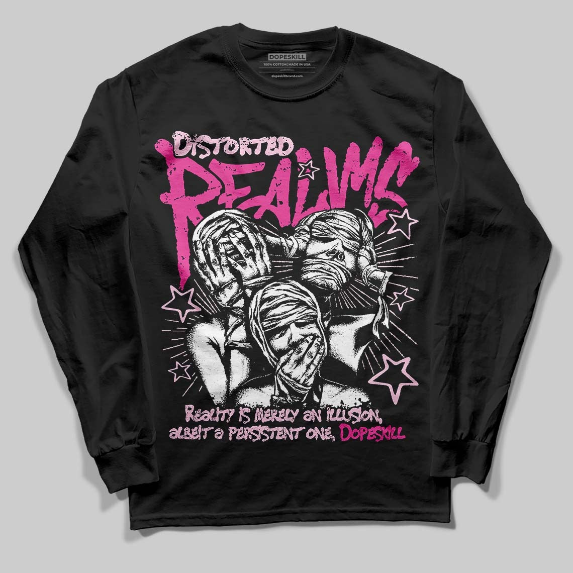Pink Collection DopeSkill Long Sleeve T-Shirt Distorted Realms Graphic