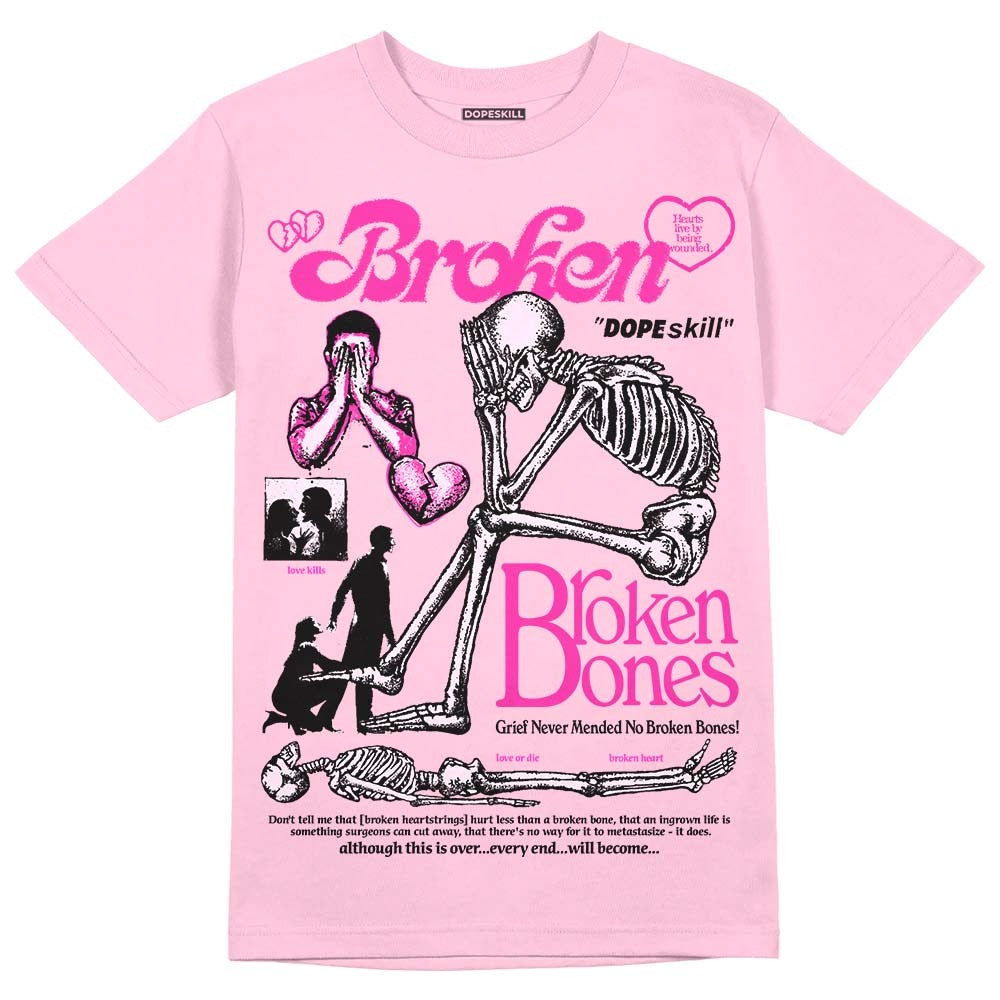 Pink Collection DopeSkill Pink T-shirt Broken Bones Graphic