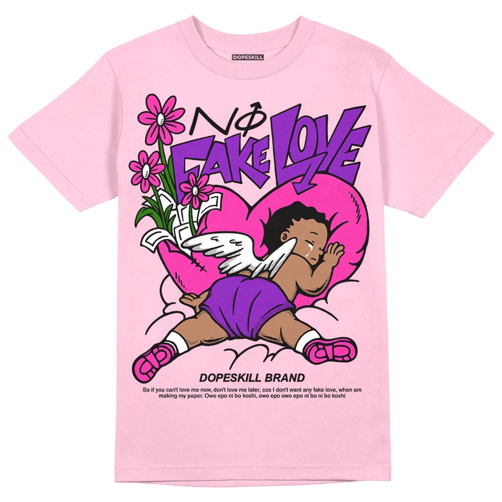 Pink Collection DopeSkill Pink T-shirt No Fake Love Graphic