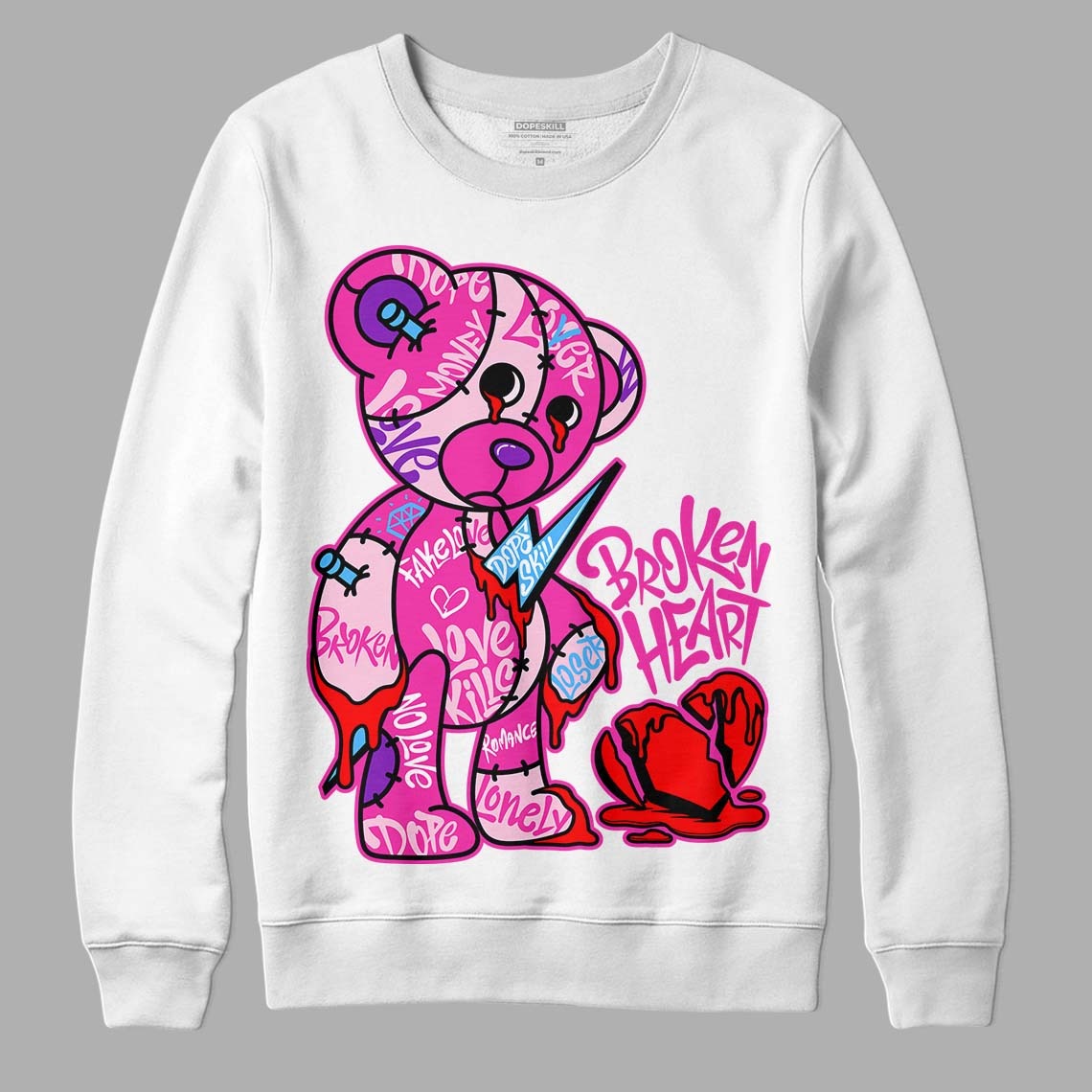 Pink Collection DopeSkill Sweatshirt Broken Heart Graphic