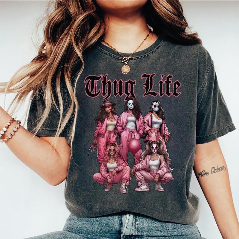 Pink Lady Thug L1fe V5 Horror Characters Halloween Shirt, Sweatshirt, Hoodie
