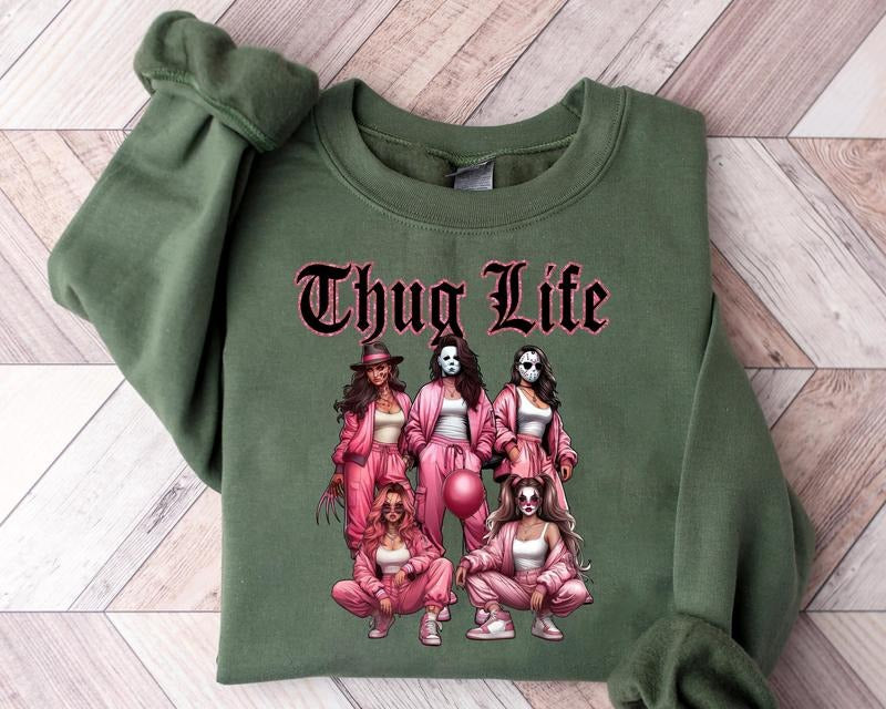 Pink Lady Thug L1fe V5 Horror Characters Halloween Shirt, Sweatshirt, Hoodie