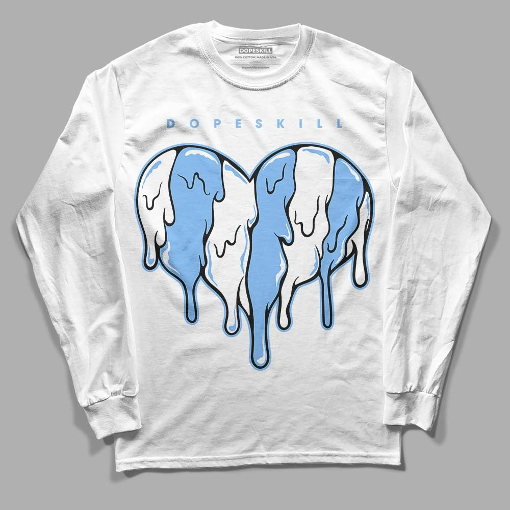 Powder Blue 9s DopeSkill Long Sleeve T-Shirt Slime Drip Heart Graphic