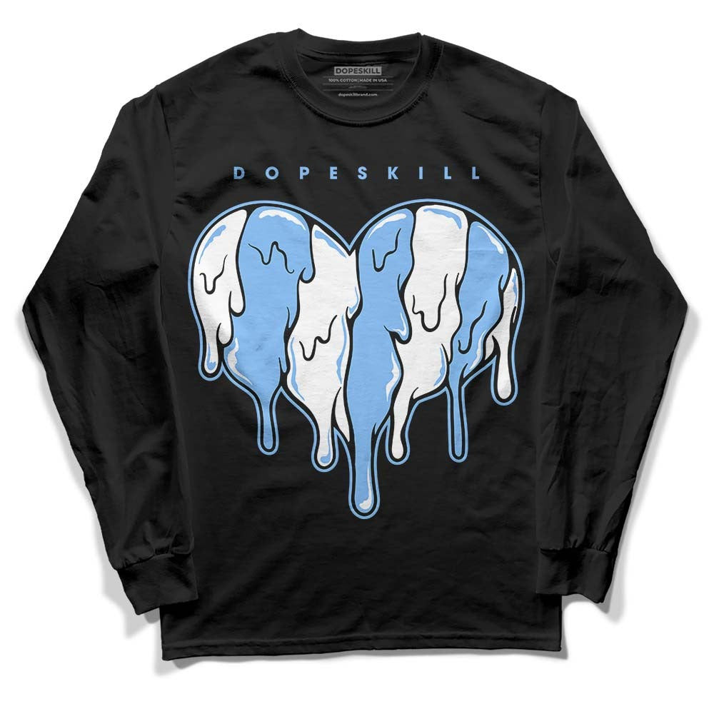 Powder Blue 9s DopeSkill Long Sleeve T-Shirt Slime Drip Heart Graphic