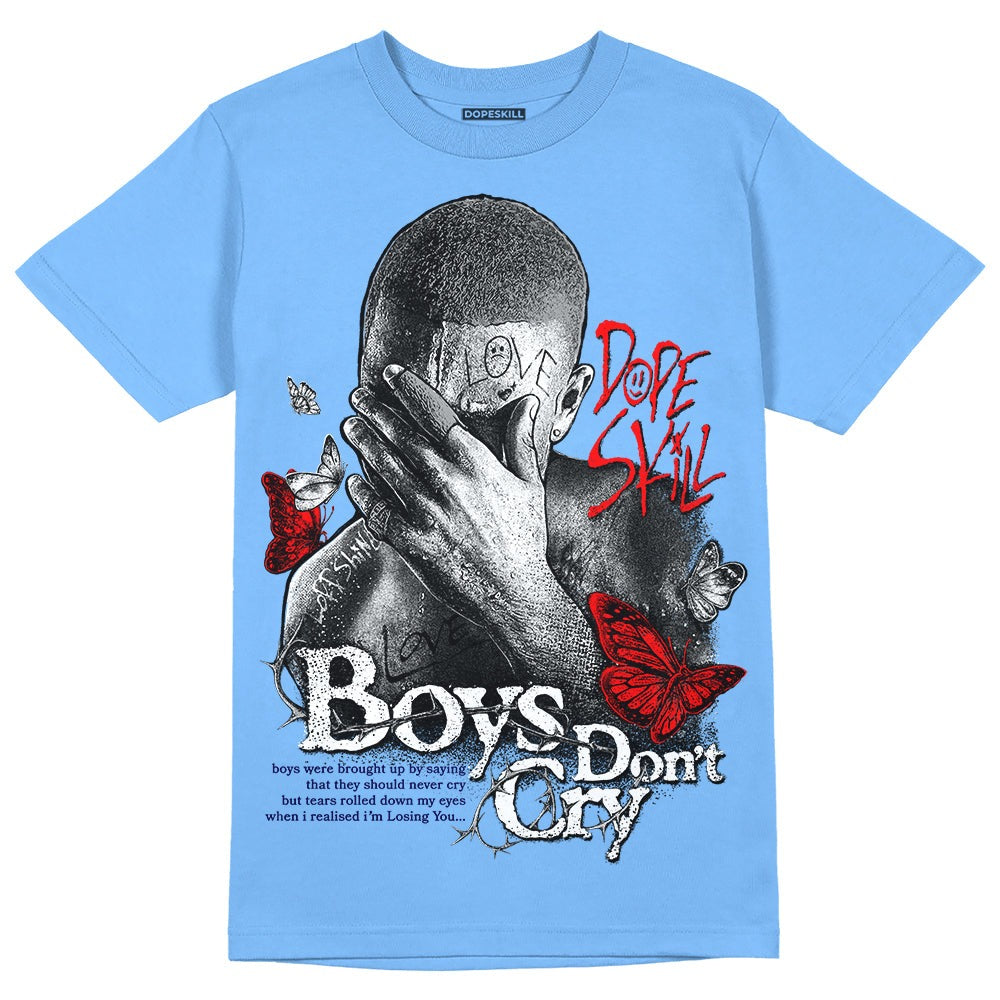 Powder Blue 9s DopeSkill Sky Blue T-shirt Boys Don't Cry Graphic