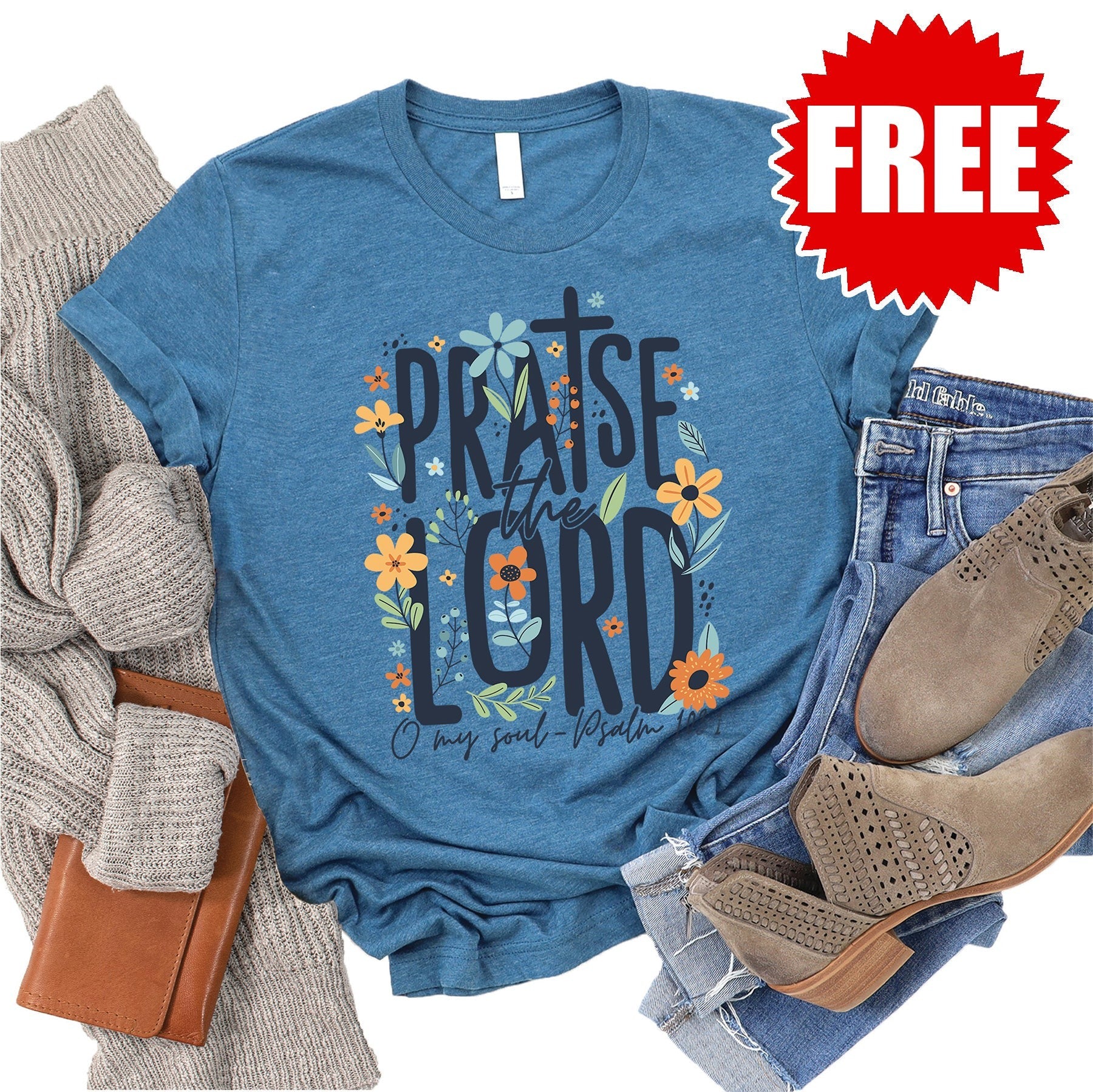 Praise the Lord Tee - Heather Deep Teal Style001