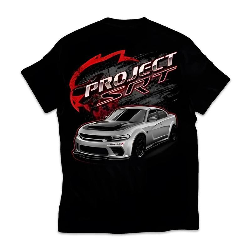 Project Torque Hellcat Srt T-Shirt, Classic Cotton T-shirt For Car Lovers, Menswear, Unisex Cotton, Casual Tops