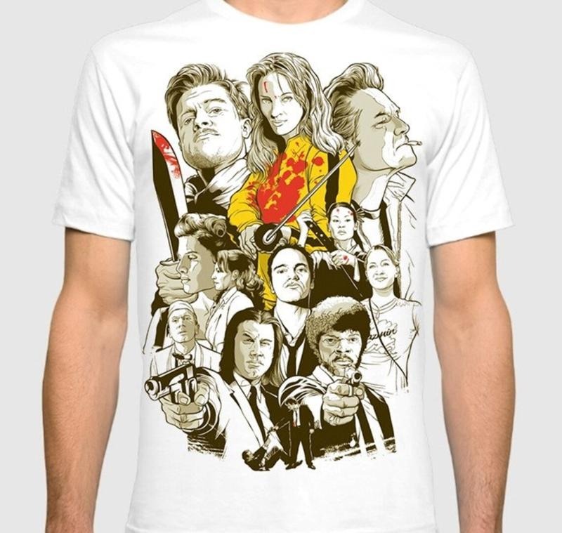 Quentin Tarantino Movies Art T-Shirt, Pulp Fiction tshirt, 90s Graphic Shirt, 90s movie tshirt, Round Neck Cotton