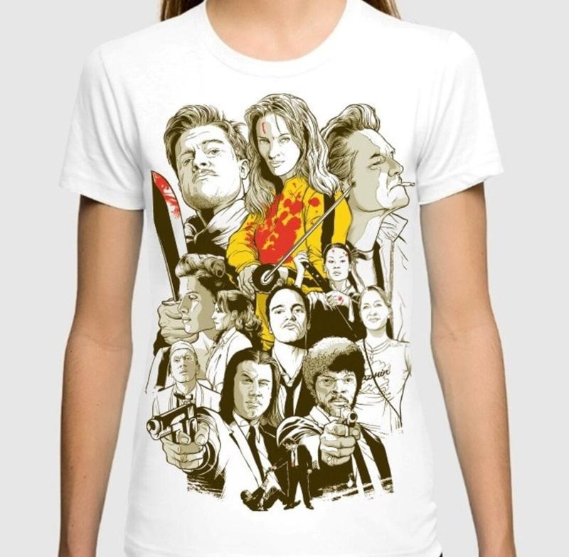 Quentin Tarantino Movies Art T-Shirt, Pulp Fiction tshirt, 90s Graphic Shirt, 90s movie tshirt, Round Neck Cotton