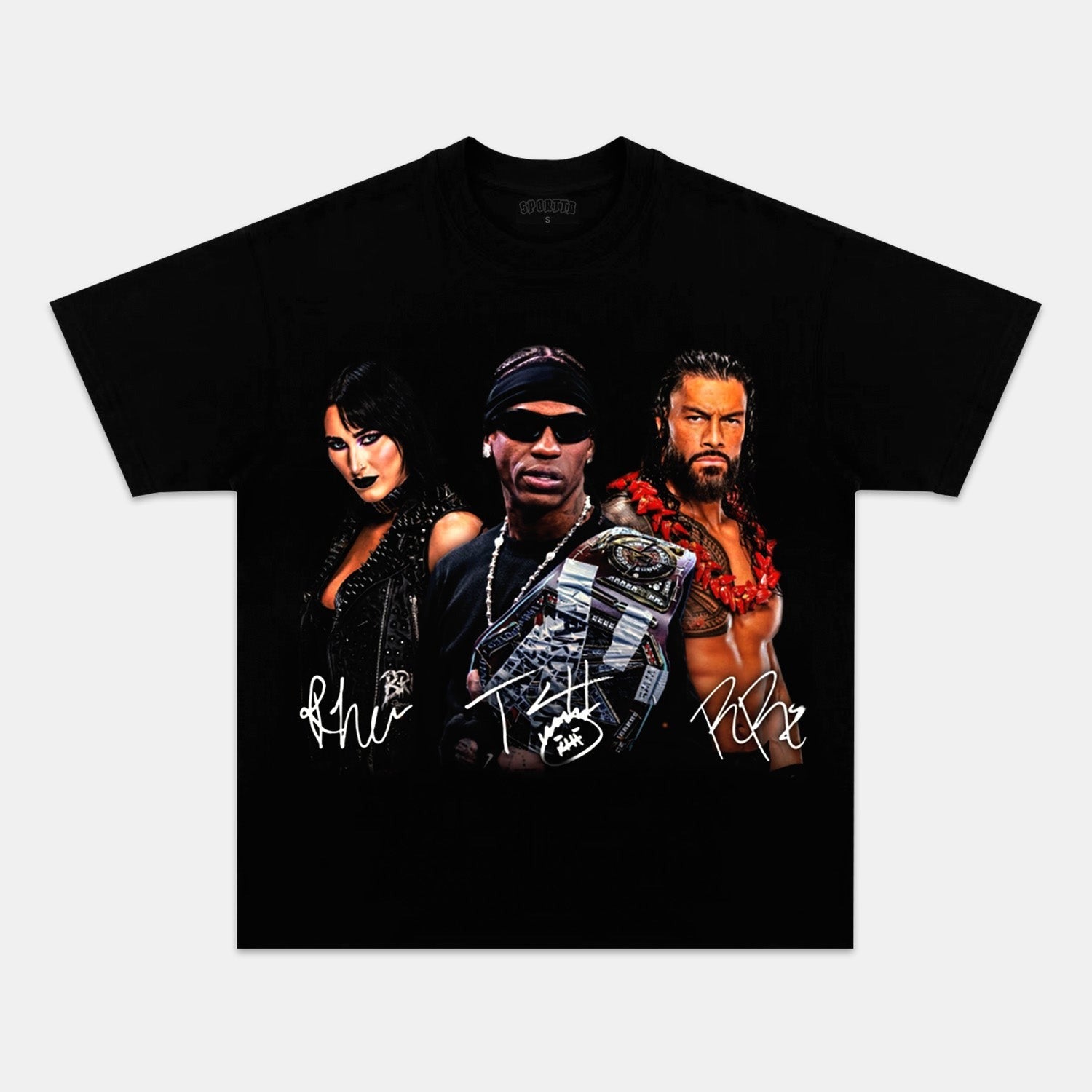 RHEA RIPLEY & ROMAN REIGNS & TRAVISSCOTT  TEE 4.17