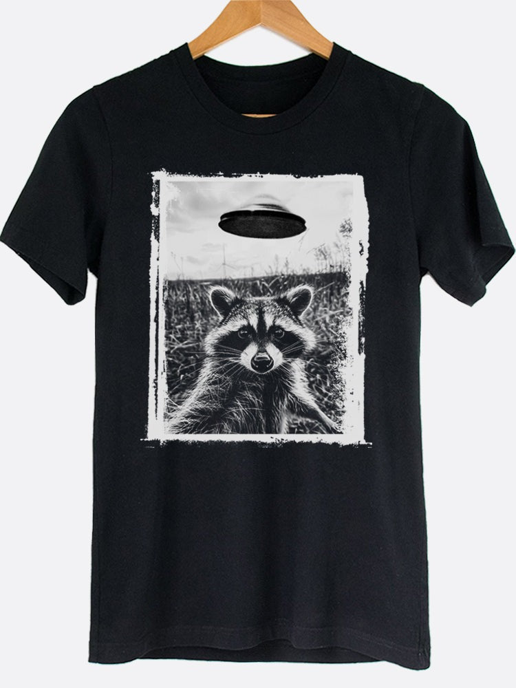 Raccoon & UFO Selfie Graphic Tee