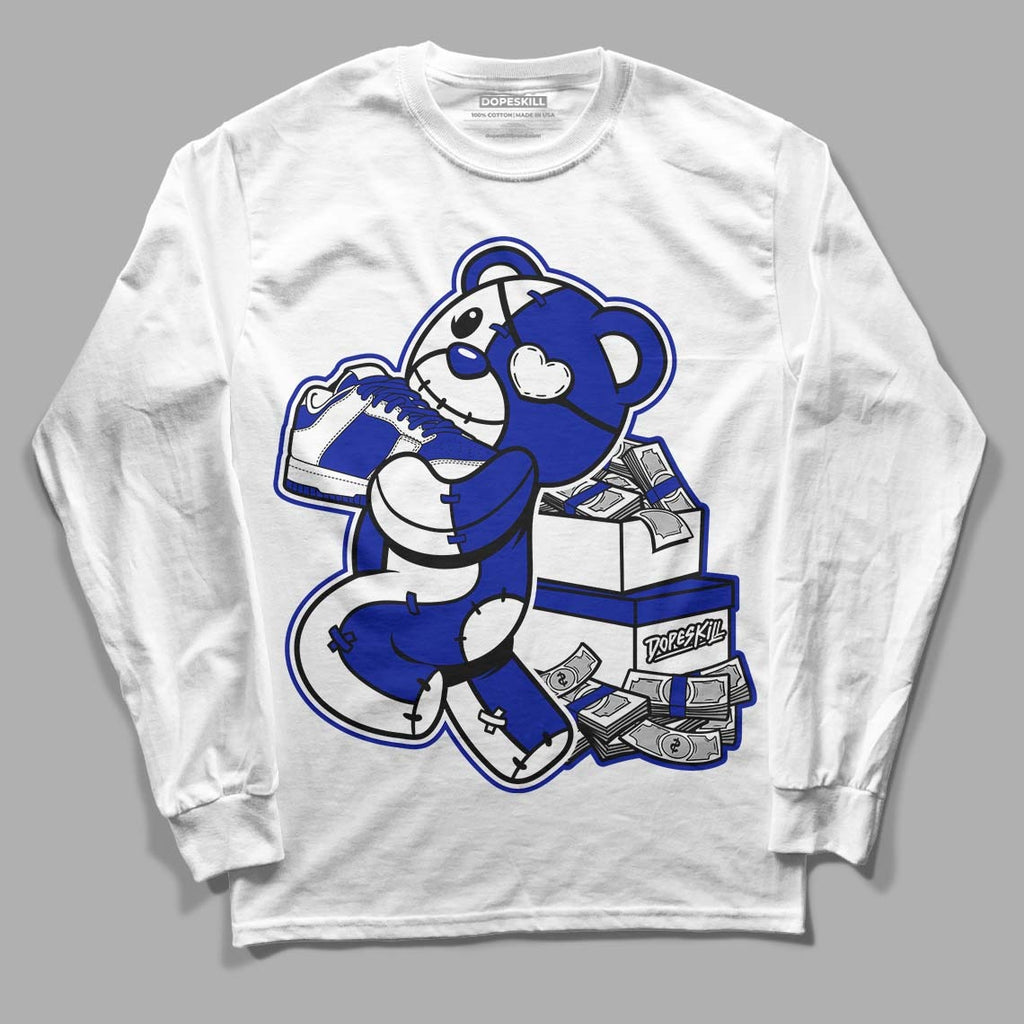 Racer Blue White Dunk Low DopeSkill Long Sleeve T-Shirt Bear Steals Sneaker Graphic