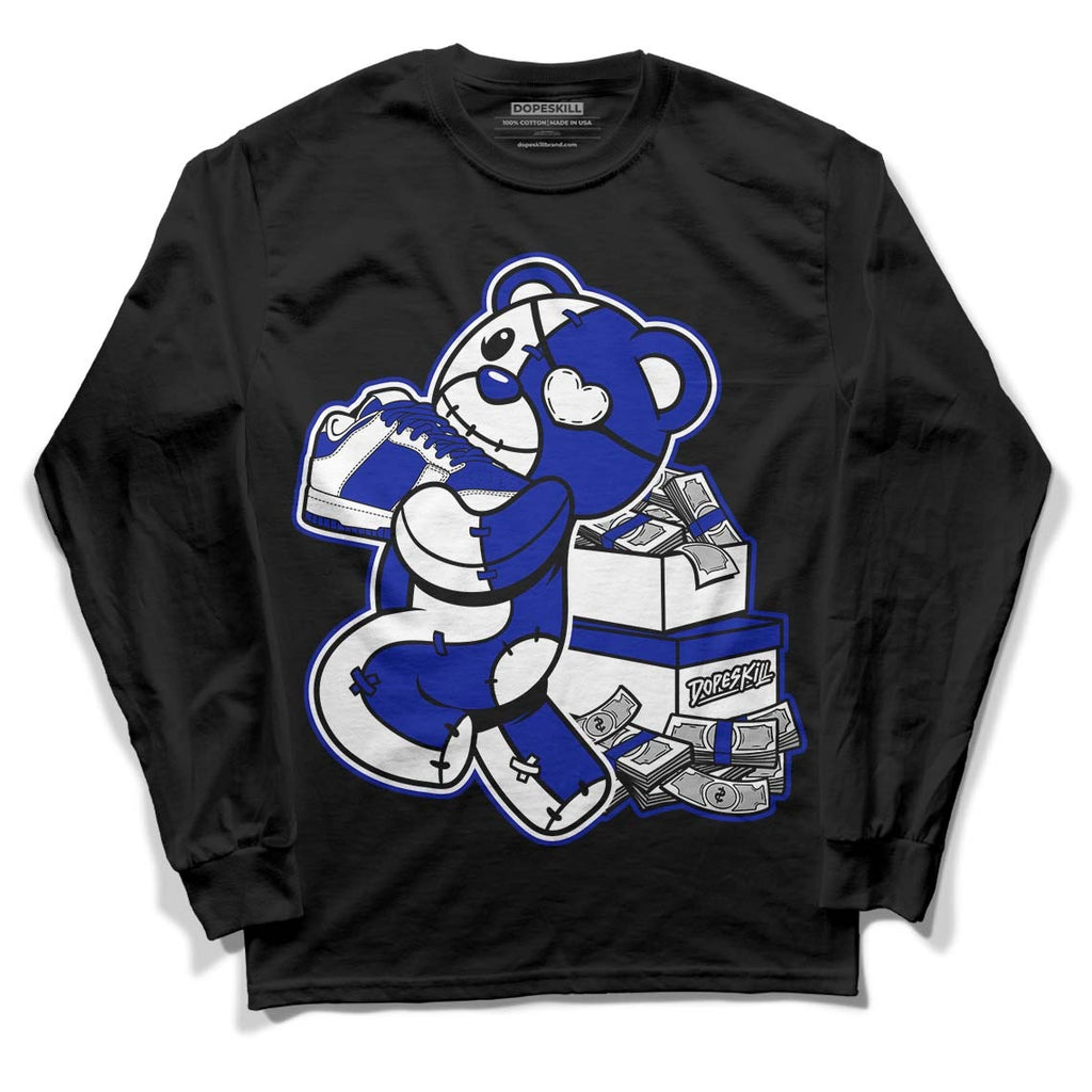 Racer Blue White Dunk Low DopeSkill Long Sleeve T-Shirt Bear Steals Sneaker Graphic