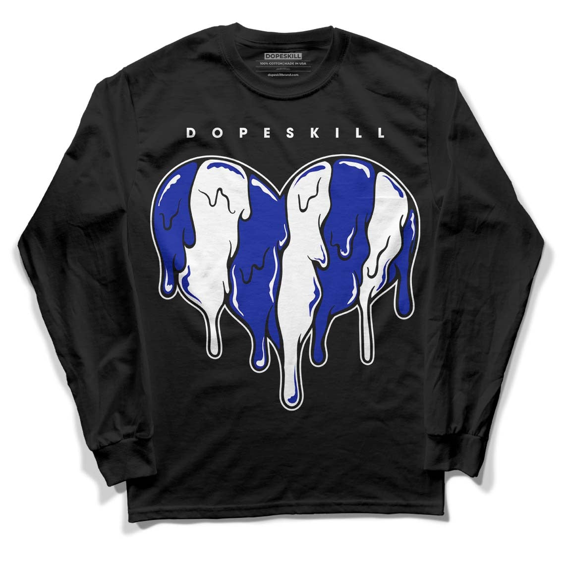 Racer Blue White Dunk Low DopeSkill Long Sleeve T-Shirt Slime Drip Heart Graphic
