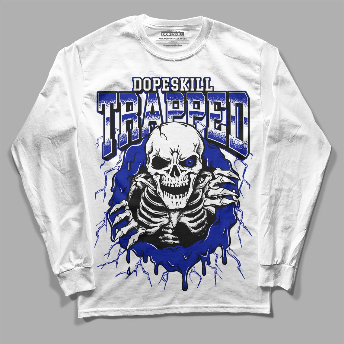 Racer Blue White Dunk Low DopeSkill Long Sleeve T-Shirt Trapped Halloween Graphic