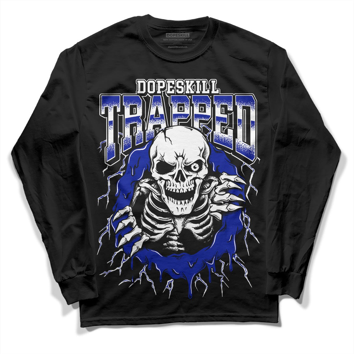 Racer Blue White Dunk Low DopeSkill Long Sleeve T-Shirt Trapped Halloween Graphic