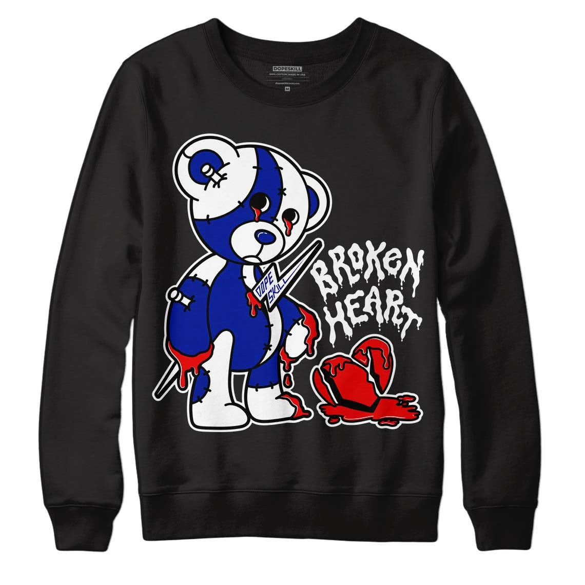 Racer Blue White Dunk Low DopeSkill Sweatshirt Broken Heart Graphic