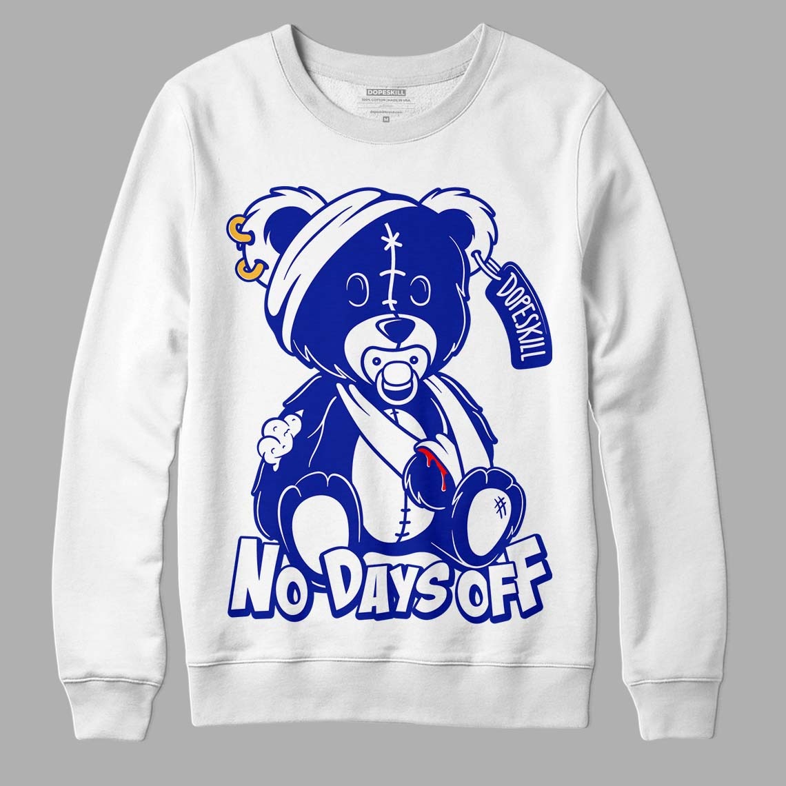 Racer Blue White Dunk Low DopeSkill Sweatshirt Hurt Bear Graphic