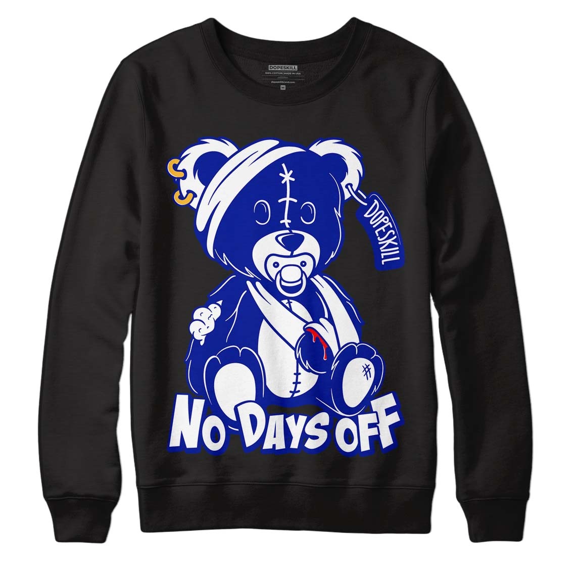 Racer Blue White Dunk Low DopeSkill Sweatshirt Hurt Bear Graphic