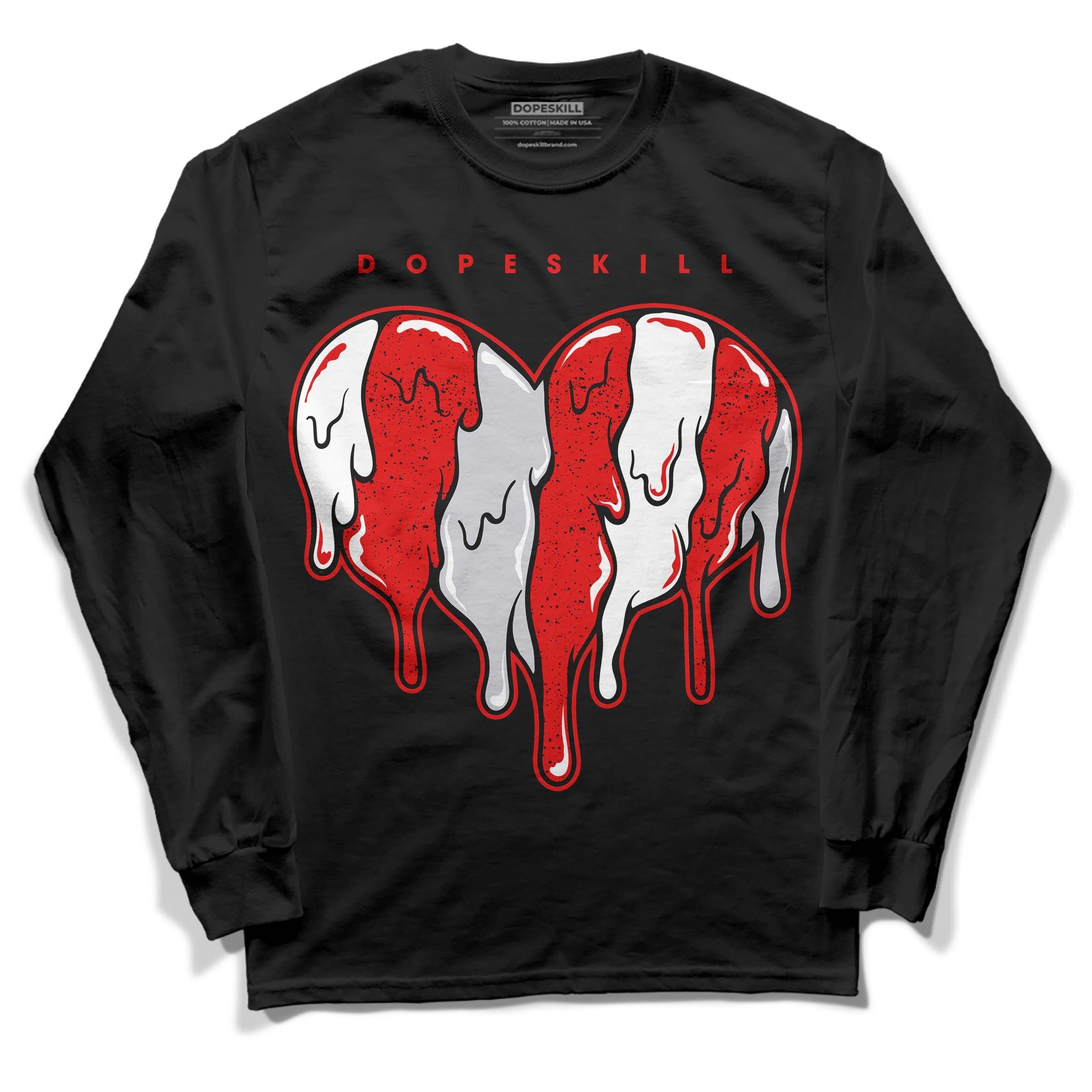 Red Cement 4S DopeSkill Long Sleeve T-Shirt Slime Drip Heart Graphic