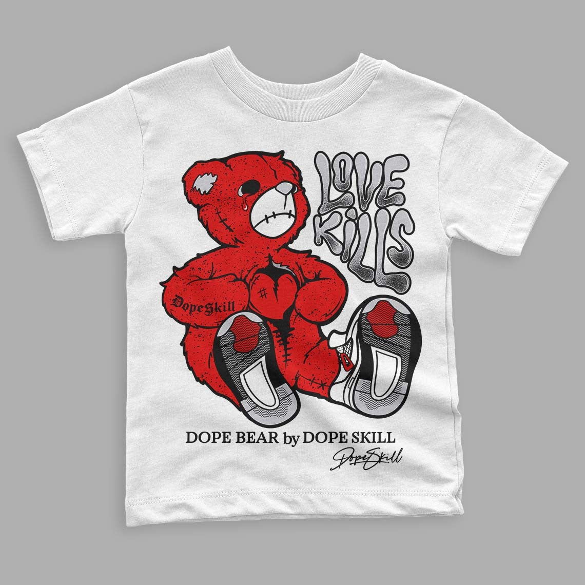 Red Cement 4S DopeSkill Toddler Kids T-shirt Love Kills Graphic