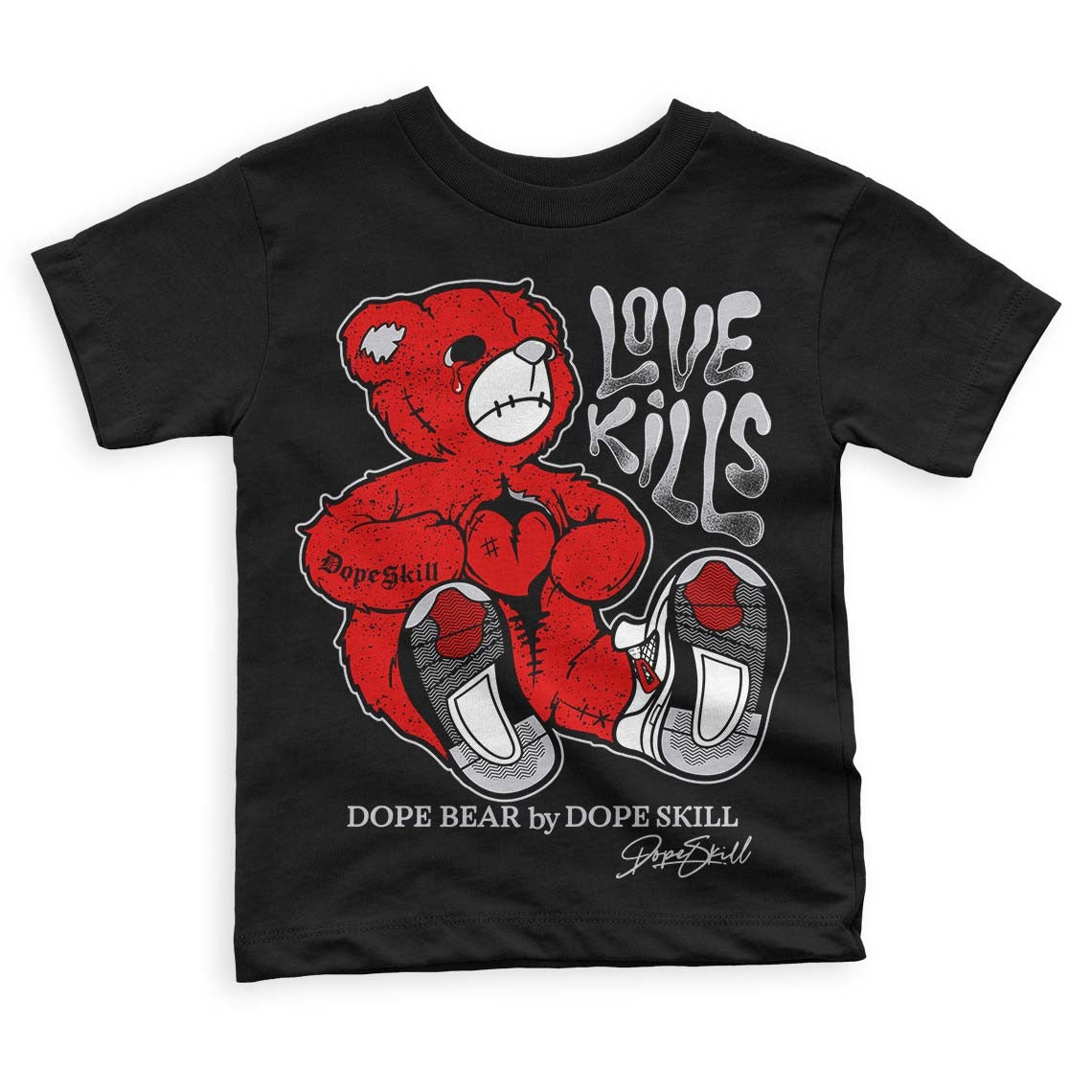 Red Cement 4S DopeSkill Toddler Kids T-shirt Love Kills Graphic