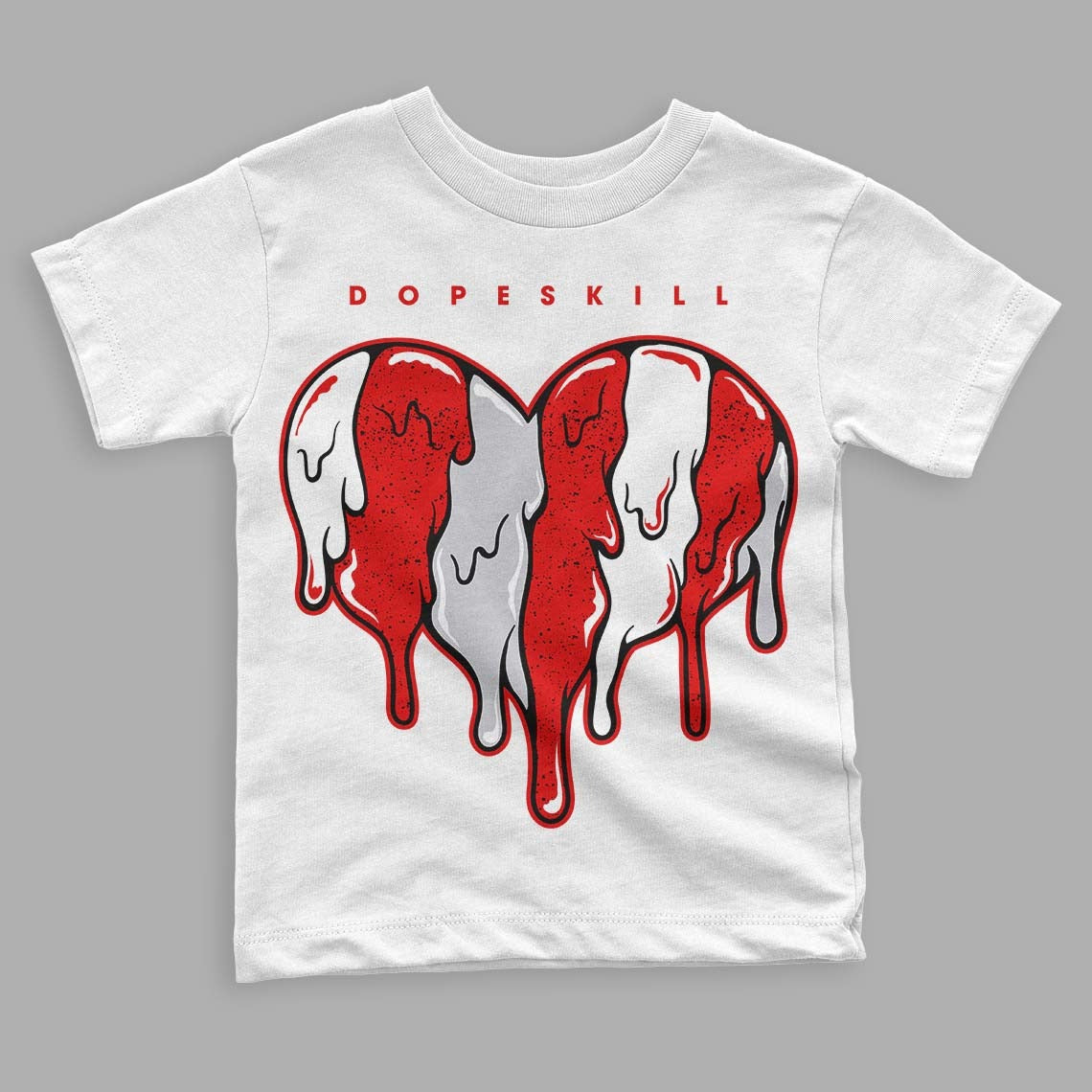 Red Cement 4S DopeSkill Toddler Kids T-shirt Slime Drip Heart Graphic
