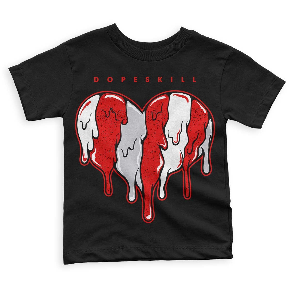 Red Cement 4S DopeSkill Toddler Kids T-shirt Slime Drip Heart Graphic