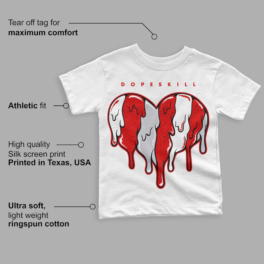 Red Cement 4S DopeSkill Toddler Kids T-shirt Slime Drip Heart Graphic