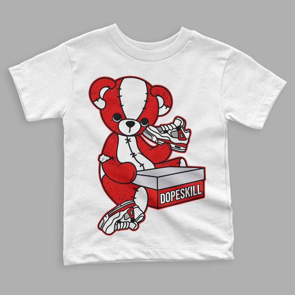 Red Cement 4S DopeSkill Toddler Kids T-shirt Sneakerhead BEAR Graphic