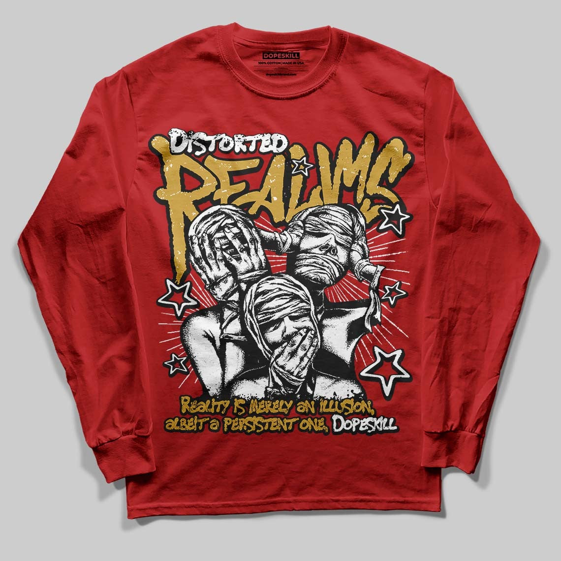 Red Collection DopeSkill Long Sleeve T-Shirt Distorted Realms Graphic
