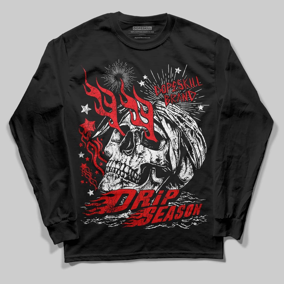 Red Collection DopeSkill Long Sleeve T-Shirt Drip Season Graphic