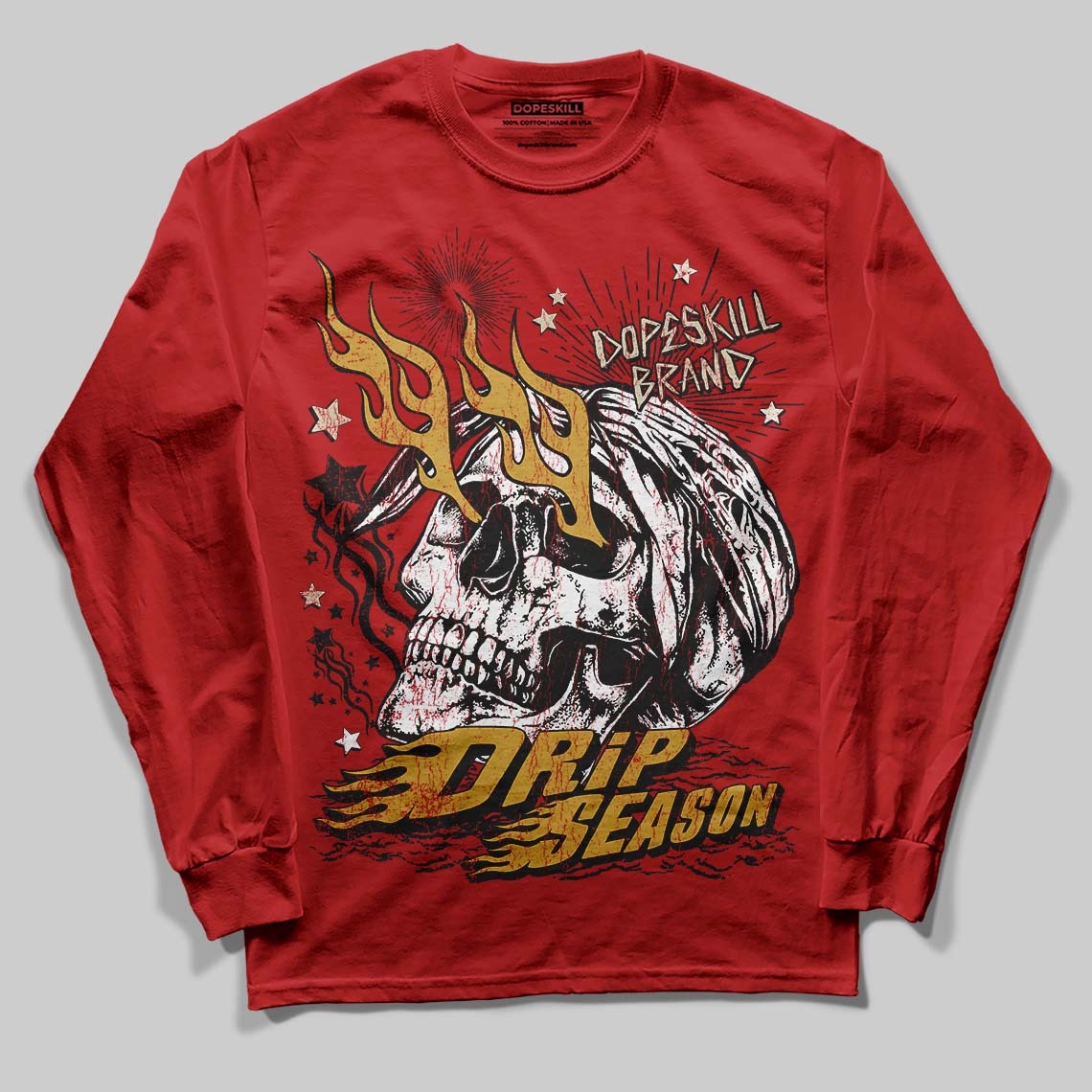 Red Collection DopeSkill Long Sleeve T-Shirt Drip Season Graphic