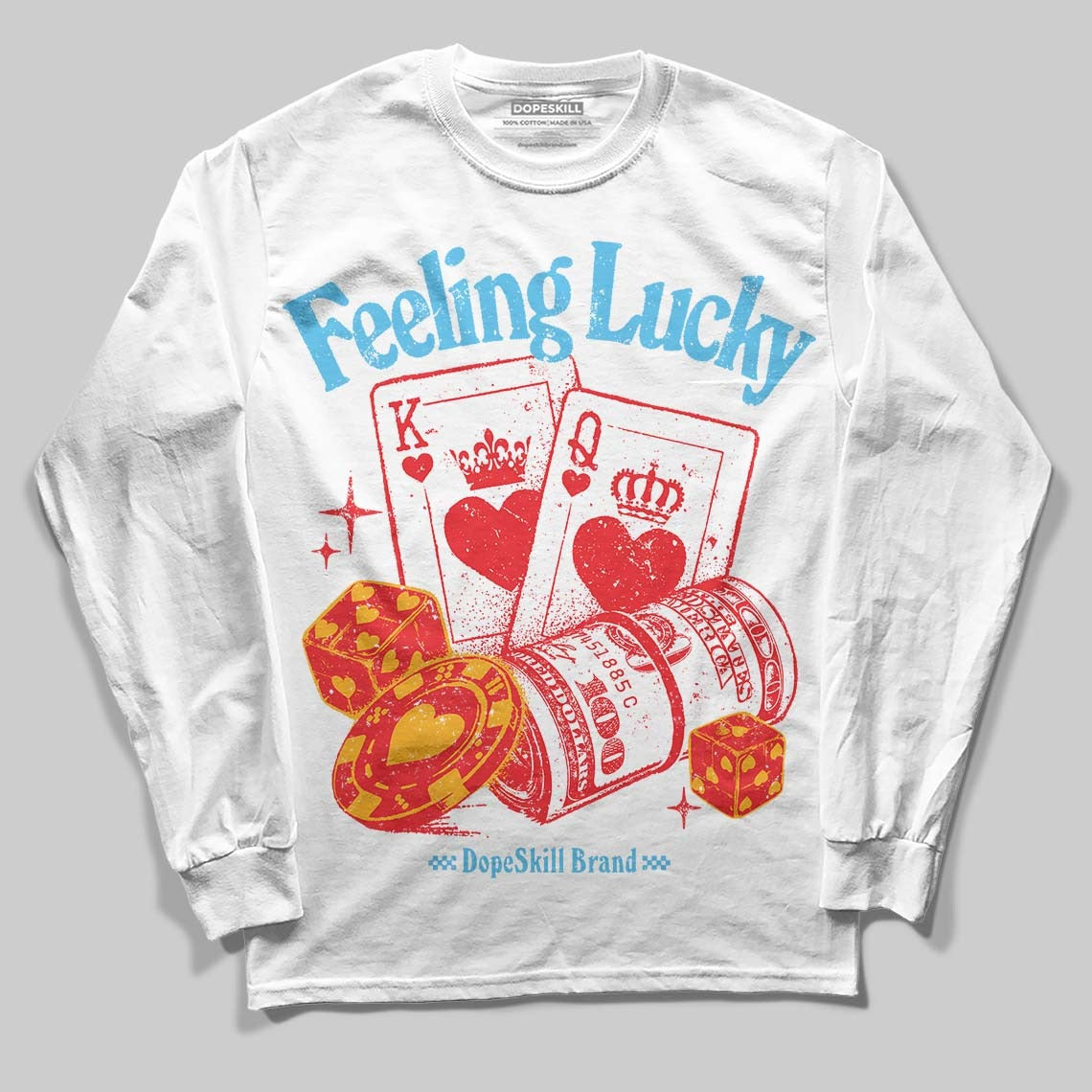 Red Collection DopeSkill Long Sleeve T-Shirt Feeling Lucky Graphic