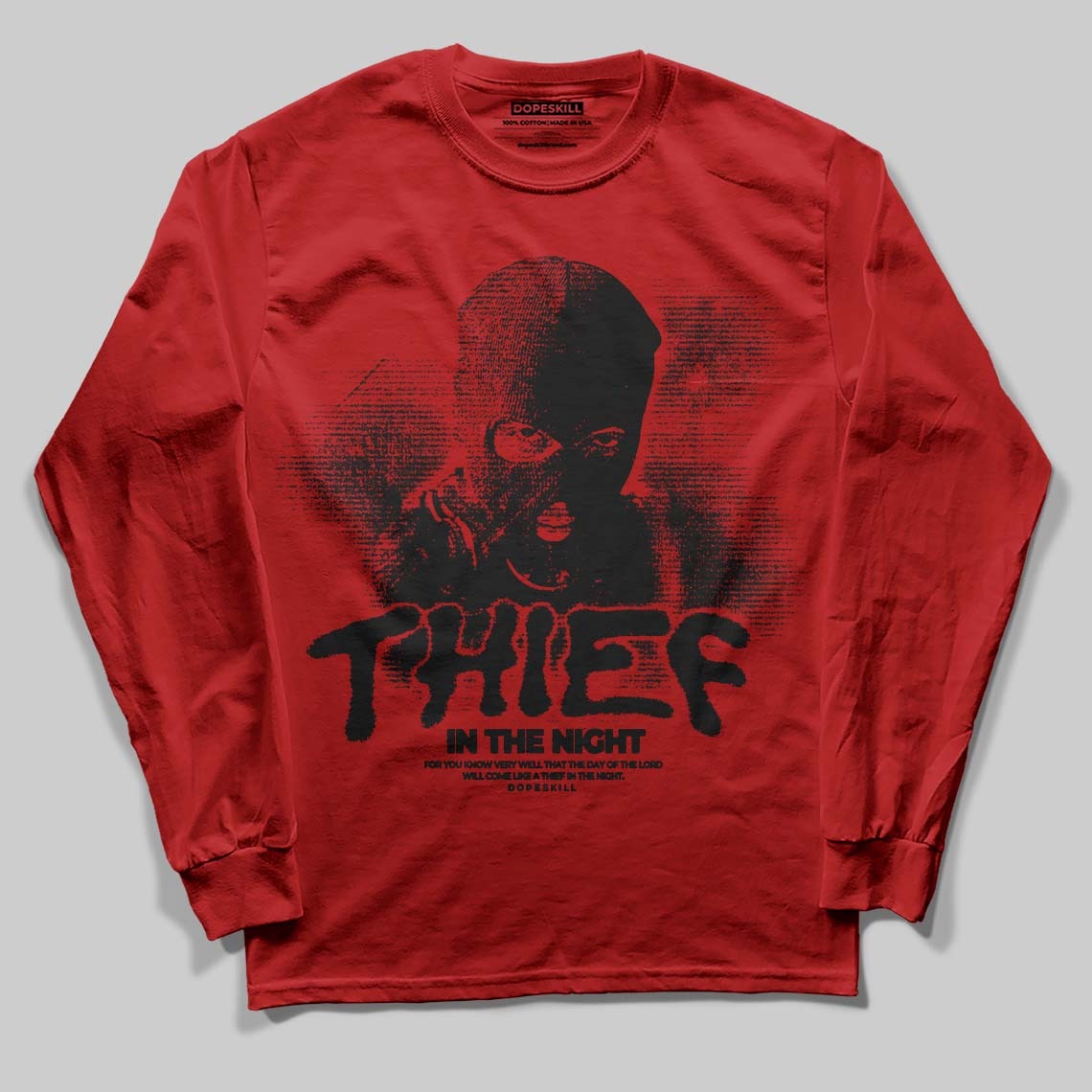 Red Collection DopeSkill Long Sleeve T-Shirt Thief In The Night Graphic
