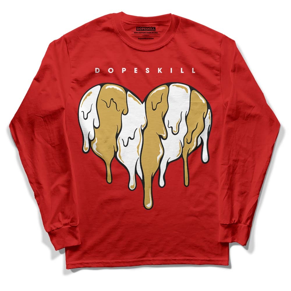 Red Collection DopeSkill Red Long Sleeve T-Shirt Slime Drip Heart Graphic