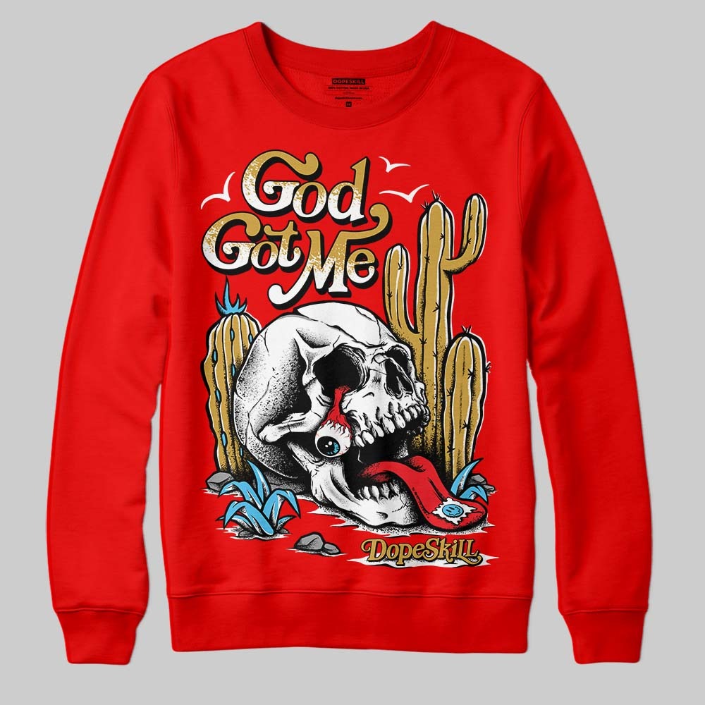 Red Collection DopeSkill Red Sweatshirt God Got Me Graphic