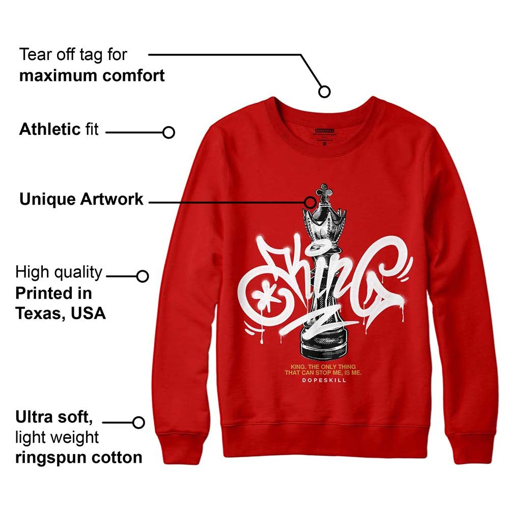 Red Collection DopeSkill Red Sweatshirt King Chess Graphic