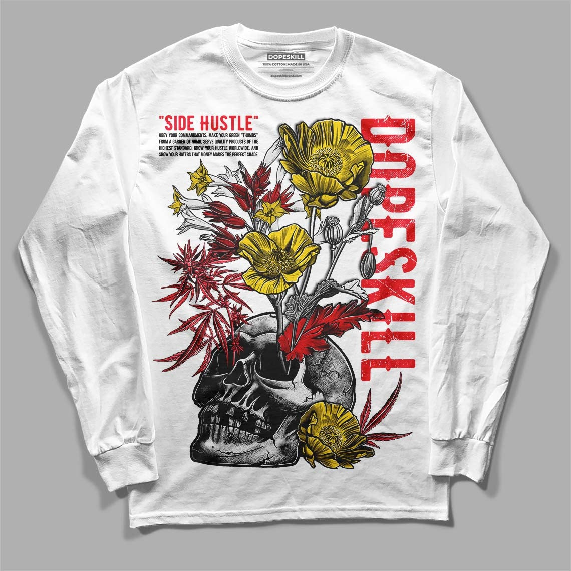 Red Thunder 4s DopeSkill Long Sleeve T-Shirt Side Hustle Graphic