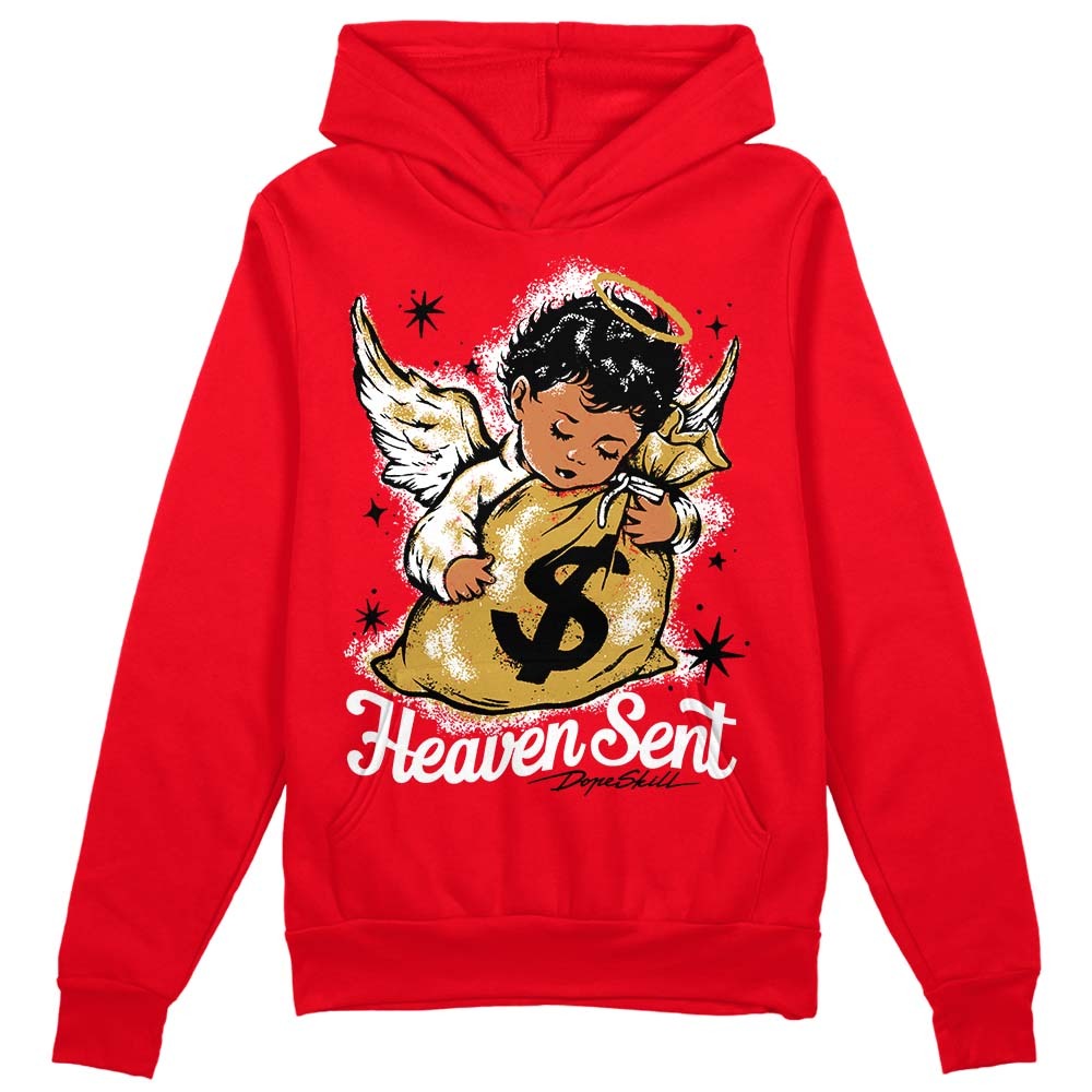 Red Thunder 4s DopeSkill Red Hoodie Sweatshirt Heaven Sent Graphic