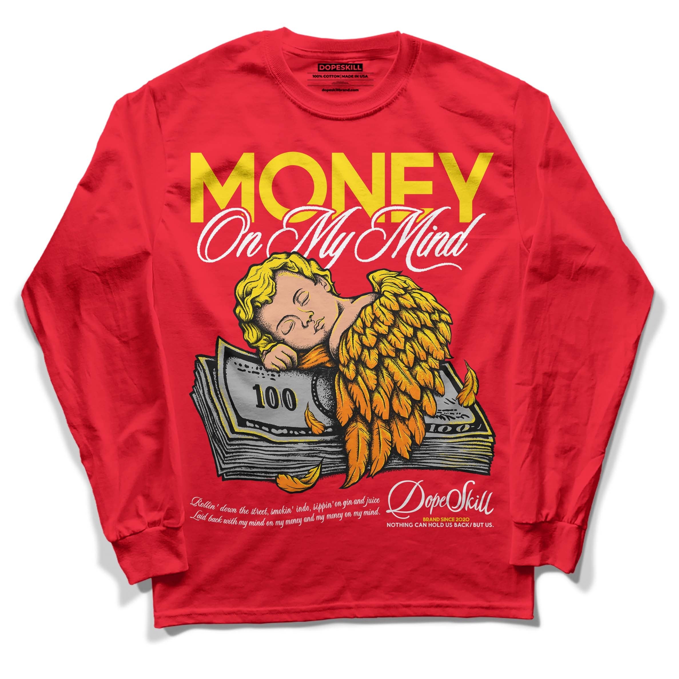 Red Thunder 4s DopeSkill Red Long Sleeve T-Shirt MOMM Graphic